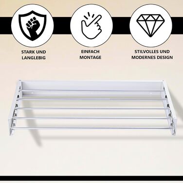 Настінна сушарка для білизни Vonia – компактна та складна – міцна сушарка для ванної, балкону та квартири (біла, 80 x 40 см)