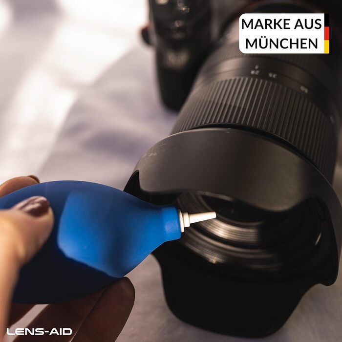 Набір для чищення камери Lens-Aid 3в1: повітряний насос, олівець для чищення та 5 мікрофібрових серветок – для сенсора, об'єктива, камери, дисплея, фільтрів, оптики. Ідеальний для фотоаксесуарів та техніки.