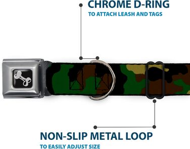 Нашийник для собак Buckle-Down Seatbelt Buckле - Камуфляж Оливковий - Ширина 1 дюйм - Розмір M (11-17 дюймів)