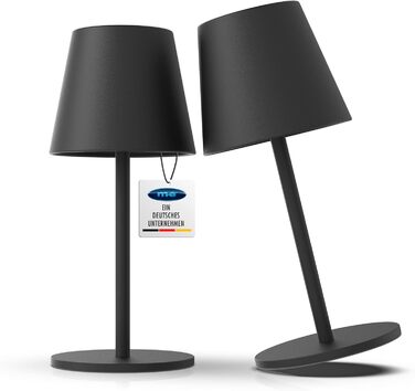 LED настільна лампа LUNA-80-W з регулюванням яскравості, акумуляторна, 5200mAh, 8-72 год роботи, регульована висота (5 рівнів), сенсорне керування, тепле біле та кольорове підсвічування (7 кольорів), чорний (2 шт.)