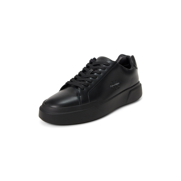 Чоловічі кросівки Calvin Klein Cupsole з товстою підошвою, шнурівка, шкіра, чорний колір, 43 EU