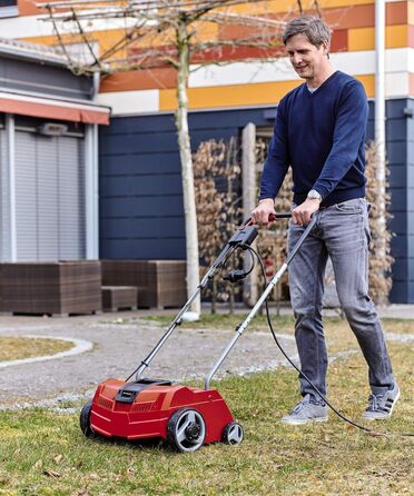 Електричний аератор-скарифікатор Einhell GC-ES 1231/1, 1200 Вт, для газону до 300 м², 8 подвійних лез, 3 рівня глибини, складана ручка