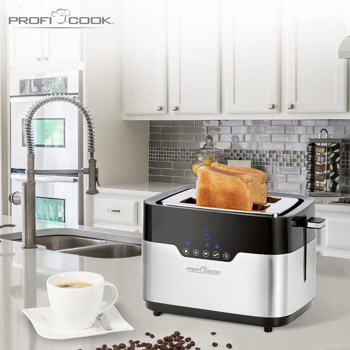 Тостер ProfiCook PC-TA 1250/1170 Inox: 2 слоти, нержавіюча сталь, 850 Вт, 7 рівнів підсмажування, знімний піднос для бургерів