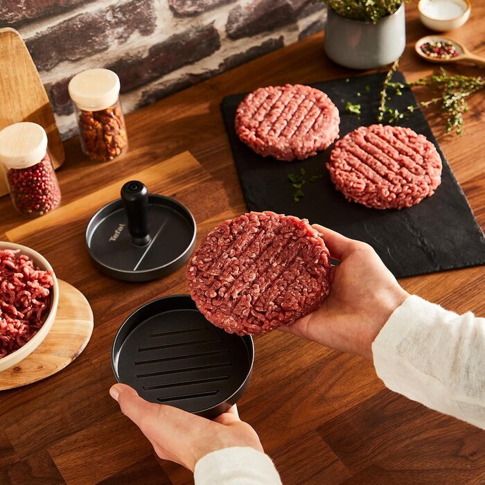 Прес для бургерів Tefal K18511 12 см антипригарний, для м'яса, риби та овочів, сірий/чорний