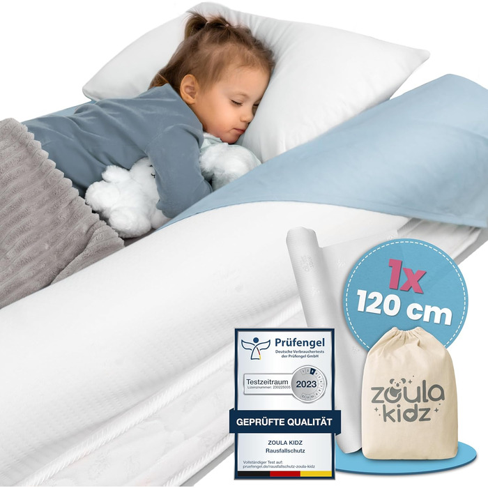 Надувне дитяче ліжко для подорожей - ліжко з захистом від падіння та вбудованим насосом - Портативне дитяче ліжко для подорожей з тканиною Oeko-Tex - Ідеально для кемпінгу, готелю та дому (1, 120 см)