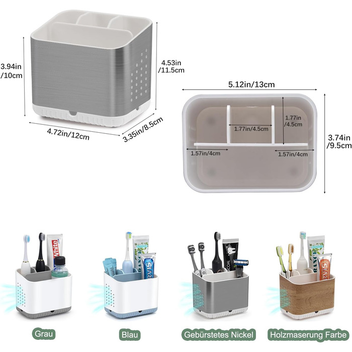 Тримач для зубних щіток електричних: органайзер для ванної кімнати, сірий