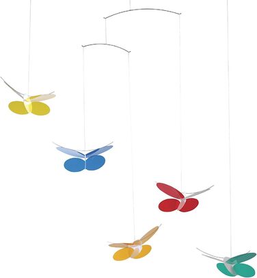 Flensted Mobiles Butterflies Mobile, Steel, Multicolor, 68x45 cm