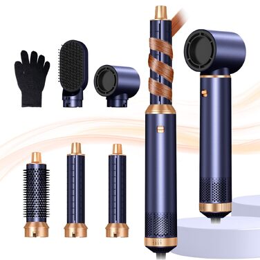 Мультистайлер для волосся 5 в 1 MogaWave Airstyler Airbrush Pro 1000W: фен-щітка, плойка для об'єму та завивки з іонізацією, фіолетовий