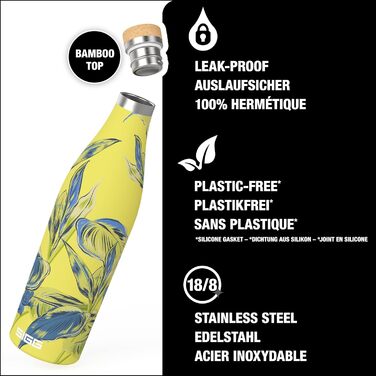 SIGG - Insulated Drinking Bottle - Meridian - Leak-Proof - Extra Slim - BPA-Free - Plastic-Free - Double-Walled 18/8 Stainless Steel - Bamboo Screw Cap - 0.5L / 0.7L (Sumatra Maki, Sumatra 0.5 L)