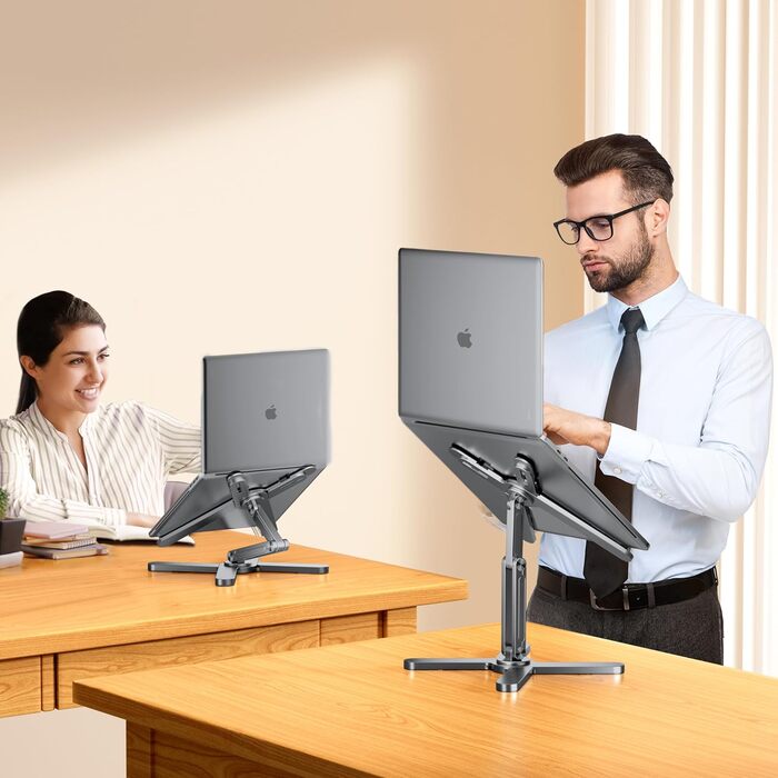 FoldWise X Laptop Stand for Desk – Aluminum, 360° Swivel, Foldable, Height & Angle Adjustable – Stable & Portable Laptop Riser, MacBook Stand & Computer Holder for 11-18 Inch