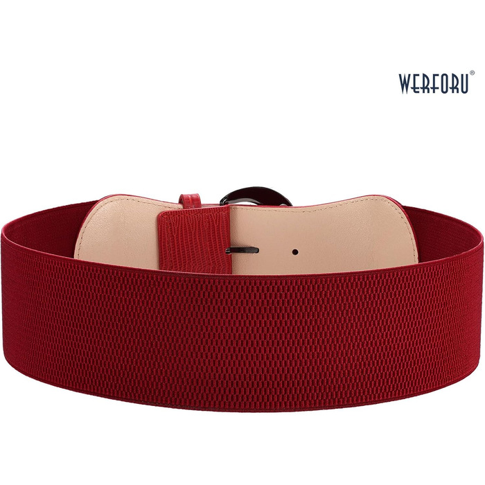 Жіночий широкий еластичний пояс WERFORU для суконь та костюмів (94-107 см, J-червоний)