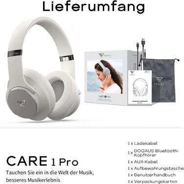 DOQAUS Бездротові навушники Over-Ear Bluetooth 5.3 з мікрофоном, 90 годин роботи, HiFi стерео звук, глибокі баси, сірий