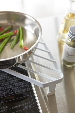 YAMAZAKI 2748 Tower Storage for the Kitchen Area, Minimalist Design, Steel, White, 22 x 22 x 5 cm (LxBxH)