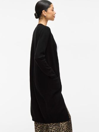 Жіночий кардиган Vila Viril Longline XXL чорний (Black) - в'язаний подовжений жакет