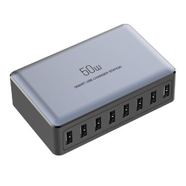 Зарядний пристрій USB 50W мережевий адаптер 8 портів для iPhone 15/14/13/12 Pro Max, iPad, Samsung, Google Pixel - Чорний
