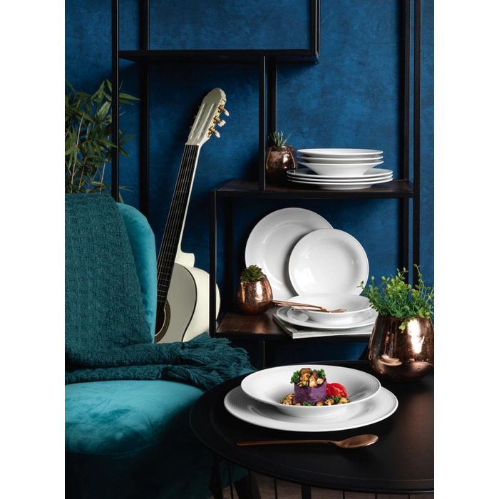 Сервіз столовий SELTMANN WEIDEN Beat 12-частинний - білий, з рельєфним декором, круглий