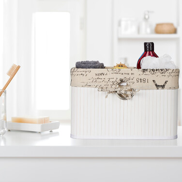 Relaxdays White Bamboo Storage Basket