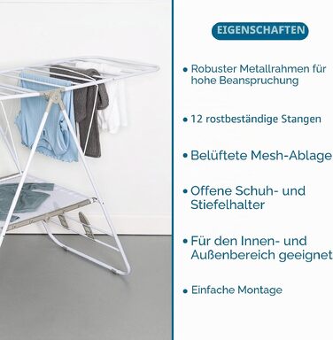 Складана сушарка для білизни Honey-Can-Do DRY-01610 металева, біла (162,6 x 59,7 x 106,7 см)