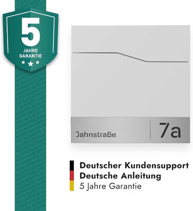 Поштова скринька біла з газетницею TRELLEBORG (RAL 9016), персоналізована - з іменем, вулицею та номером будинку, з комплектом для монтажу. Металева, сучасна.