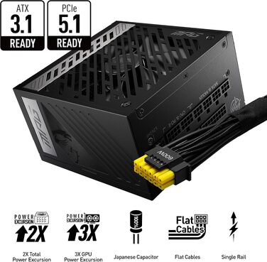 Блок живлення MSI MPG A1000G PCIE5 1000W, 80 Plus Gold, ATX 3.0, PCIe 5.0, повністю модульний