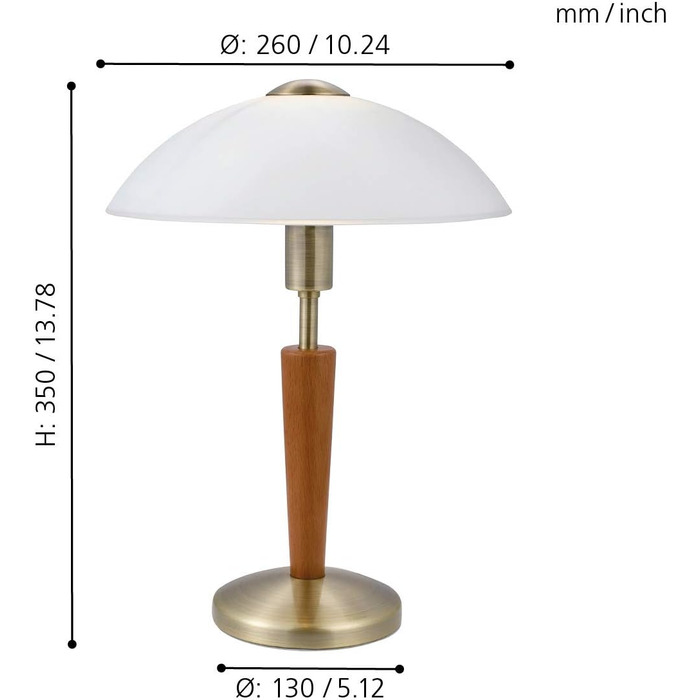 Настільна лампа EGLO Solo 1 з регулюванням яскравості, сталь, скло сатинове біле, цоколь E14