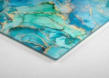 Скляна дошка для нарізання 40x30 см – гігієнічна скляна дошка з термостійкого скла, стійка до подряпин та ковзання – скляна плита для кухні, чорна поверхня під мармур (дизайн 09, 40L x 30B см)