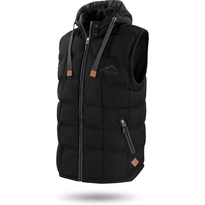 Жилет Normani Outdoor Sports з утеплювачем, вітронепроникний, з шкіряним патчем та капюшоном (S, темно-чорний)