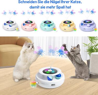 GoldenSun Cat Toy, 3 in 1 Electric Interactive Automatic Toy for Cats, Whack-A-Mole, Fluttering Butterfly, including Ball, USB Rechargeable Cat Teaser with 6 Attachments (Z 3 Butterfly)