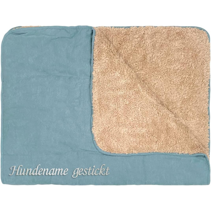 Персоналізований килимок для собак з іменем, килимок для домашніх тварин для собак та котів, 4 кольори, м'який двосторонній килимок з штучним хутром (Блакитний)