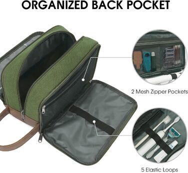 Чоловіча дорожня косметичка WANDF з канвасу, водонепроникна, зелена