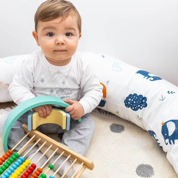 Подушка для сну Tottsy Baby Seitenschläfer - 190 см для сну на боці, вагітним та годуючим, з чохлом Oeko-Tex, принт у крапочку на сірому кольорі
