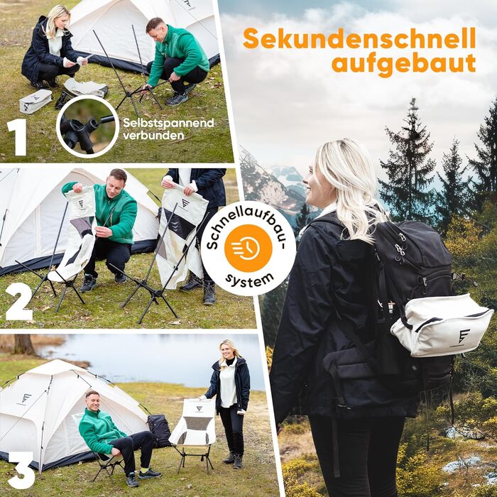 Крісло туристичне SCHNEIDERFREUDE EasyFold Pro – преміум якість, складне, легке, з вентиляцією спинки для кемпінгу, саду, риболовлі та відпочинку на природі