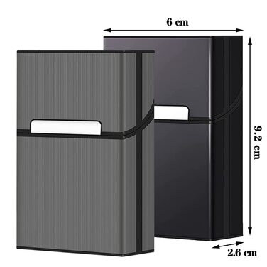 Металеве тютюнопакувальник LiRiQi на 20 сигарет (2 шт.) з магнітною застібкою, сірий та чорний кольори