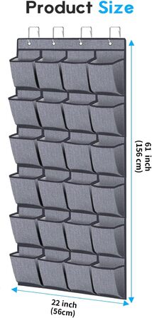 Органайзер для взуття навісний Homfort 24 кишені, 156x56 см, Сірий льон - зручне зберігання взуття за дверима