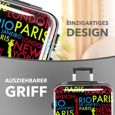 Валіза Xonic Design Reisekoffer з жорстким корпусом, 360° колесами, замком-кодом та полікарбонатом (Neon Cities, M)