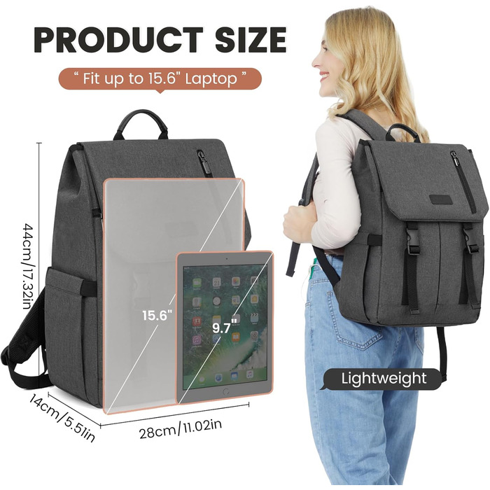 LOVEVOOK Рюкзак для жінок: елегантний, водонепроникний, 15.6