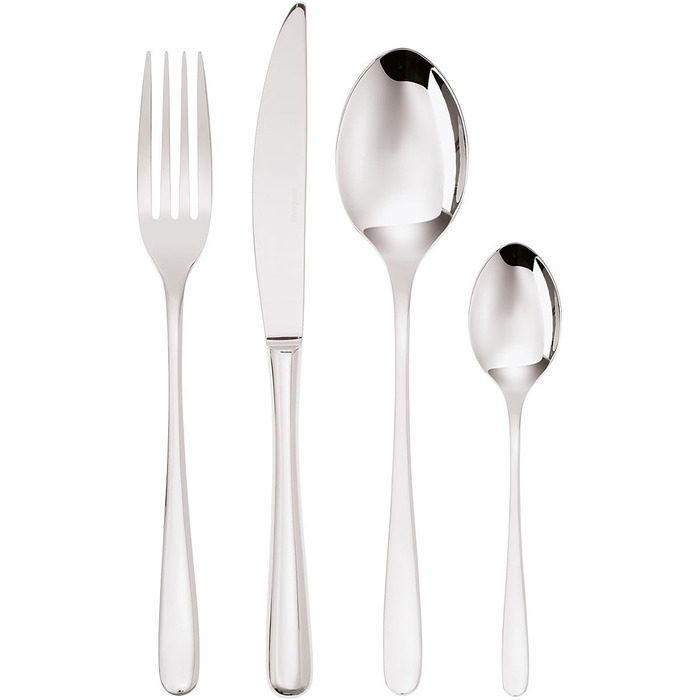 Sambonet 52553-81 Taste - 18/10 Stainless Steel Monoblock Dinnerware Set for 6 People, 24-Piece: 6 Forks, 6 Spoons, 6 Knives, 6 Teaspoons, Dishwasher Safe, Grey