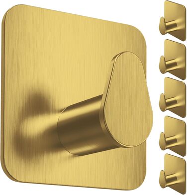 Набір гачків для рушників 4smile (6 шт) - самоклеючі, золоті, для ванної кімнати