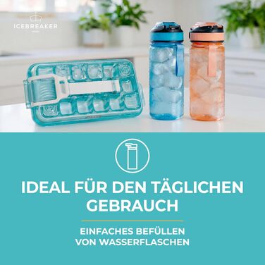 Форма для льоду ICEBREAKER NORDIC Push & Twist з кришкою, контейнер для кубиків льоду для морозильника, герметичний та компактний льодогенератор, Clear Water Blue (18 кубиків)