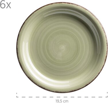 MÄSER 931616 Bel Tempo II 30-piece Vintage Dinnerware Set for 6, hand-painted ceramic combination service in green, stoneware