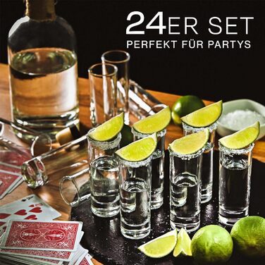 Pack of 24 Schnapsgläser (Shot Glasses) made of Glass, 5cl - Dishwasher Safe - Stable thanks to thick base - Shot glasses for every party