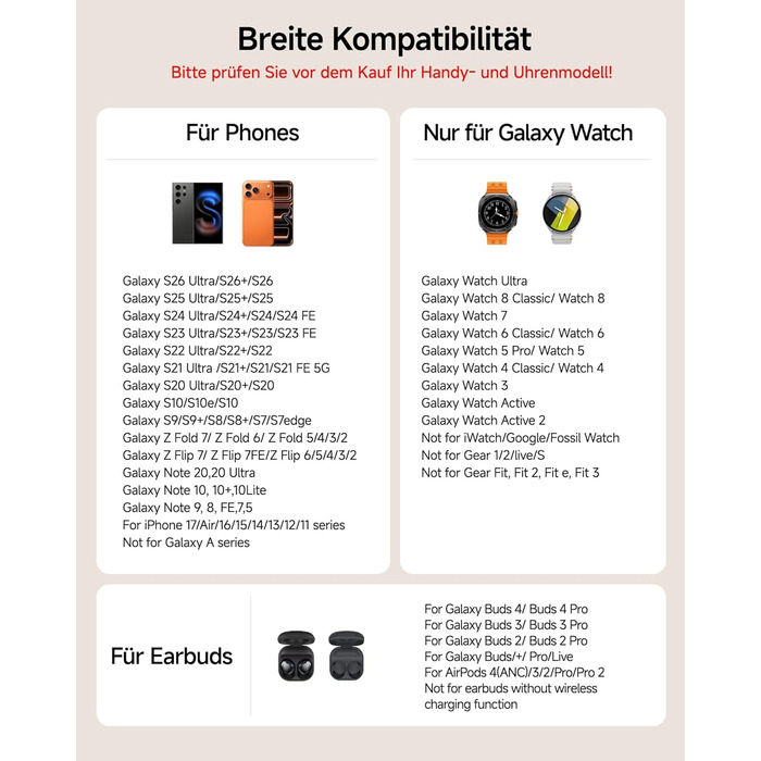 Бездротова зарядна станція 3-в-1 для Samsung Galaxy S26 Ultra, Watch 8/Ultra/7/6/5, Buds 4/4 Pro (Блакитна) - Швидка індуктивна зарядка