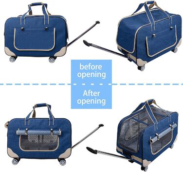 Переносний переноска для тварин з телескопічною ручкою, блакитна. Ідеально для собак та котів.