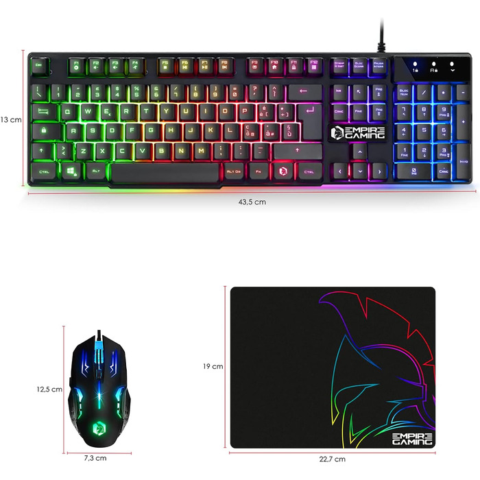 EMPIRE GAMING Kit MK800: Клавіатура та мишка для геймінгу RGB з італійською розкладкою (QWERTY), 105 клавіш, 2400 DPI, Anti-Ghosting, сумісна з PC, PS4, PS5, Xbox One/Series, Mac