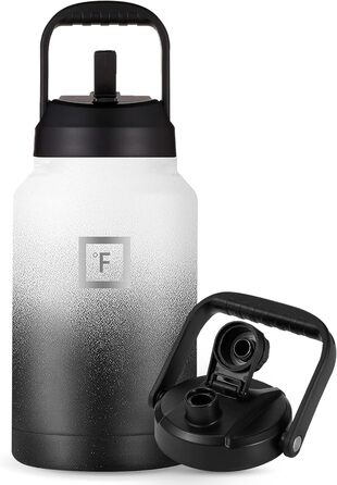 3.8L Stainless Steel Water Bottle with 2 Lids (Straw and Spout) - Leak-Proof Thermos Bottle Metal Water Bottle Double-Walled Insulated BPA-Free