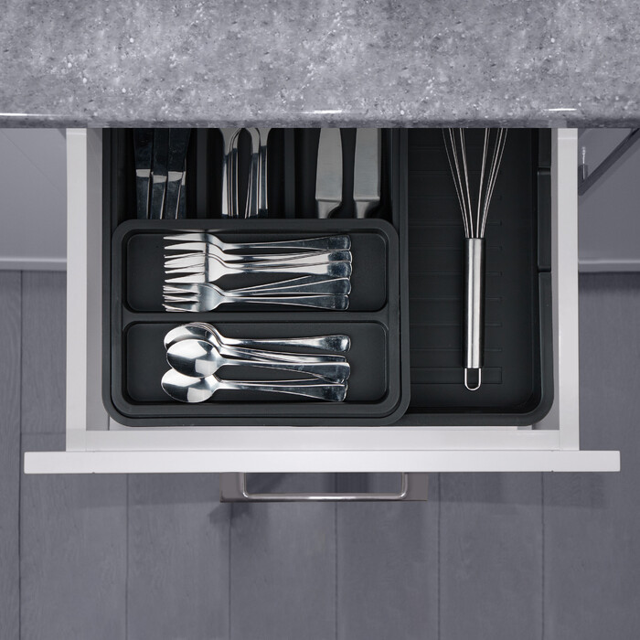 Relaxdays Extendable Cutlery Box in Black