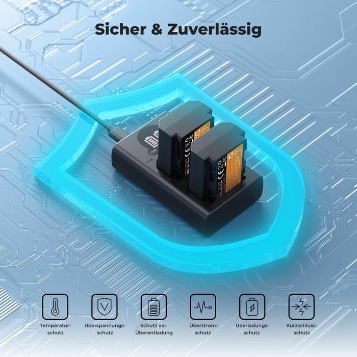 Акумулятори K&F Concept NP-FZ100 2600mAh (2 шт.) з зарядним пристроєм для Sony Alpha A7III, A7IV, A7R III, A7RIV, A7RV, A7C, A7S III, A9, A9II, A6600, A9R, FX3, FX30