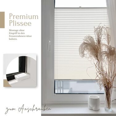 Home-Vision Premium Pleated Blinds, Custom-Made for Interior Frames, with Height, Fabric Color, and Profile Colors, Blackout Blind for Windows & Doors, Sun Protection Roller Blind in Various Widths (Requires Drilling, Height 150-240 cm)
