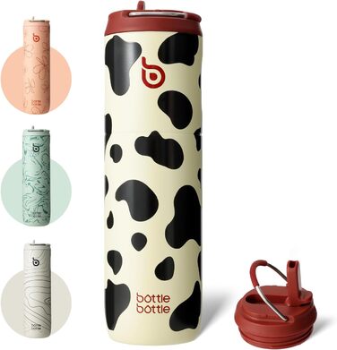 BOTTLE BOTTLE Insulated Stainless Steel Water Bottle 750 ml with Straw, Lid & Handle – Leak-Proof, BPA-Free, Double-Walled – Ideal Water Bottle for Sports, Travel & Fitness (Green) (Stainless Steel)