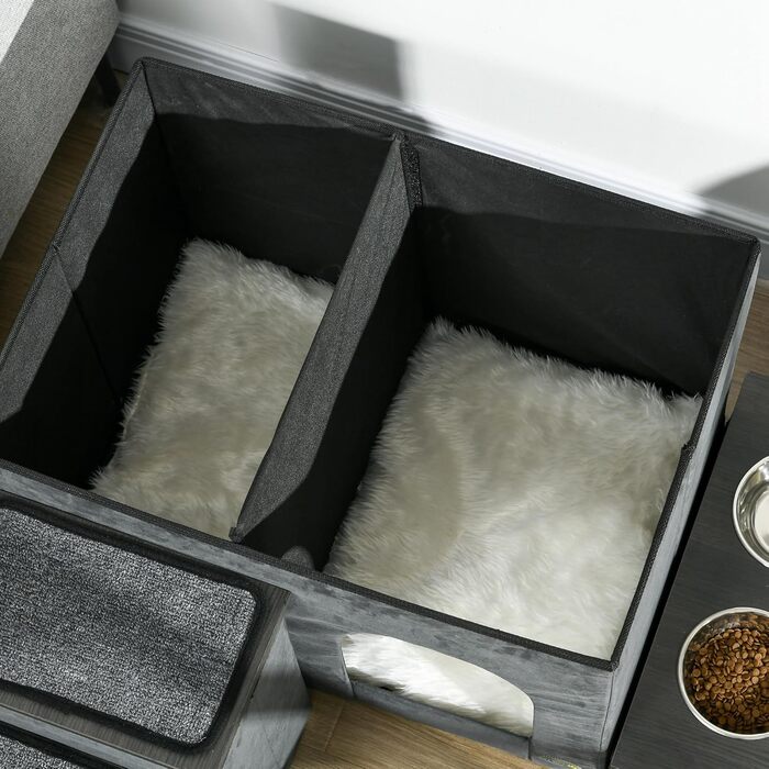 Кігтечка PawHut для котів та собак: будиночок з драбиною, 2 миски, м'яке ліжко, сірий, 78x48x49.5 см